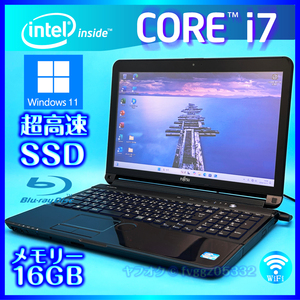 ◆最高峰 Core i7 即決特典あり 高速新品SSD512GB 大容量メモリ 16GB Windows 11 Office2021 Webカメラ 富士通 ノートパソコン AH77/G 7600