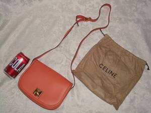 未使用保管品★セリーヌCELINE★革オレンジ系ショルダーバッグポシェット★ヴィンテージ 