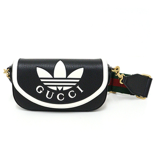 アディダス × グッチ adidas x Gucci コラボ ミニショルダーバッグ 727791 ブラック ゴールド金具 未使用品