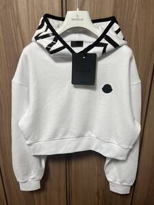 未使用・本物保証☆MONCLER Cropped sweatshirt Ladys Hoodie パーカー XLサイズ ホワイト色 レディースモデル 人気商品