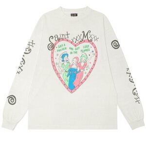 SAINT MICHAEL セントマイケル PINK HEART L/S TEE T-Shirt Vintage 長袖 中古 M TJ 1