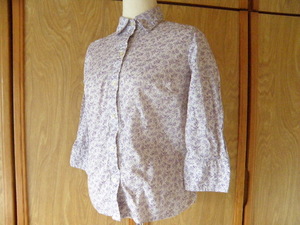 ●エディーバウアー♪七分袖・3/4スリーブスタンダードカラーシャツ・紫小花模様●