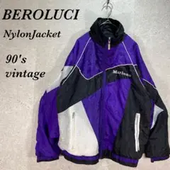 A-68 NewVintage古着90s黒BEROLUCIナイロンジャケットXL