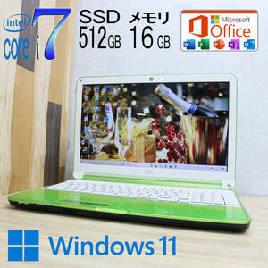 ★美品 最上級4コアi7！新品SSD512GB メモリ16GB★A54H Core i7-2630QM Webカメラ Win11 MS Office2019 Home&Business ノートPC★P71172