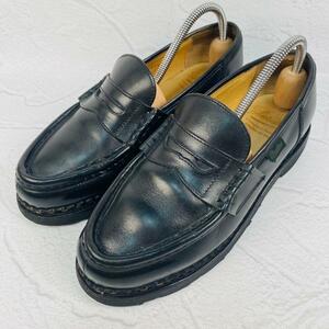 【希少】PARABOOT パラブーツ オルセー コインローファー ビーフロールサドル 黒 ブラック 4 23.5cm 革靴 レザー カジュアル モカシン