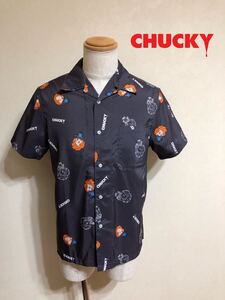 CHUCKY チャッキー 開襟シャツ トップス チャイルドプレイ サイズM 半袖 チャコールグレー