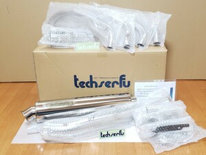 techserfu│GPZ900R GPZ750R ZEEK ステンレス フルエキゾースト UPタイプ│Φ100×450L/ポリッシュチタン│アップ マフラー テックサーフ