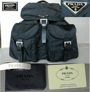 ☆美品 PRADA プラダ バッグパック リュック 巾着 三角ロゴ ナイロン ブラック　　