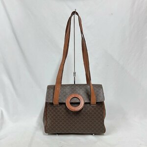 ▽▼セリーヌ CELINE マカダム柄 トート/ショルダーバッグ サークルロゴ フラップ式 2WAY ブラウン系カラー 茶 レディース ※訳有▼▽