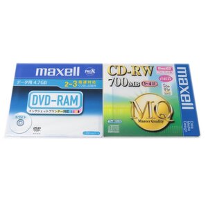 【中古】 maxell マクセル DVD0-RAM データ用4.7GB 2-3倍速対応 CD-RW 700MB 1~4倍速対応 各1枚 計2枚セット NT Sランク