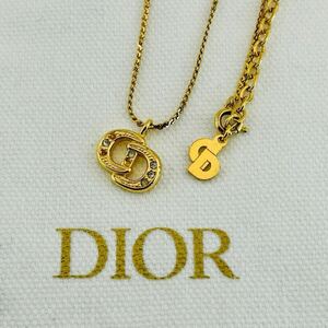 Christian Dior クリスチャン ディオール ネックレス CDロゴ ラインストーン ゴールド アクセサリー 