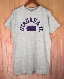 MST10322 ビンテージ Champion チャンピオン 60s Tシャツ ランタグ フロッキープリント USA製 グレー 46