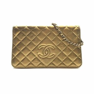 CHANEL シャネル ココマーク マトラッセ チェーンウォレット ショルダーバッグ ゴールドカラー 金色 ポシェット レディース 管理RY24000121