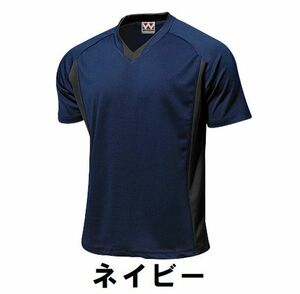 1199円 新品 サッカー フットサル 半袖 T シャツ 紺 ネイビー Sサイズ 子供 大人 男性 女性 wundou ウンドウ 1910