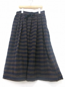 YAMAMOTO NOIR ヨウジヤマモト ノワール ボーダーニットスカート 2 NQ-T54-957 毛100% Striped knit skirt