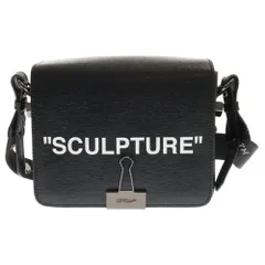 OFF-WHITE (オフホワイト) Sculpture Binder Clip ロゴプリント レザーショルダーバッグ ブラック