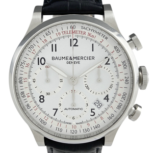 ボーム＆メルシェ Baume & Mercier ケープランド MOA10000 腕時計 SS レザー 自動巻き ホワイト メンズ 【中古】