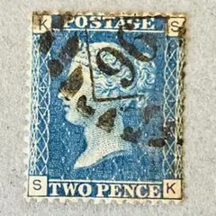 海外　外国　イギリスの古い切手　消印有　2ペンスブルー　アンティーク