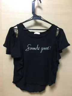 レディース　半袖　Tシャツ　オフショルダー　オフショル　黒　ブラック　アース