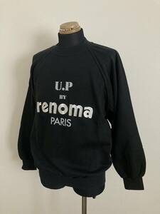 【renoma】トレーナー M ロゴ刺繍 ラグナン袖 スウェット 裏起毛 黒 90s レノマ パリ 希少 未使用 デッド品 おしゃれ 海外企画 イタリア製 