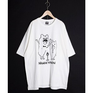 ScoLar スカラー パリティ 『なんでやねん!』漫才クマ柄 BIG-T Tシャツ 新品 未使用 ユニセックス 男女兼用 ゆったり 白