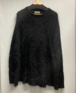 【YOHJI YAMAMOTO POUR HOMME ヨウジヤマモト】HE-K01-190 10G HALF CARDIGAN FUR FINISH CREW NECK セーター 3 モヘア ブラック2407oki M