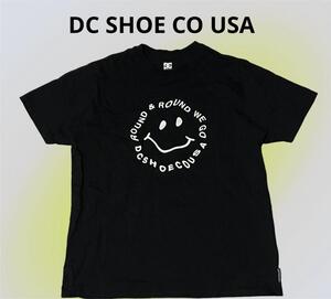 DC/ディーシー　ニコちゃん　スマイル　プリントTシャツ　DC SHOE　CO USA　Lサイズ　黒　半袖