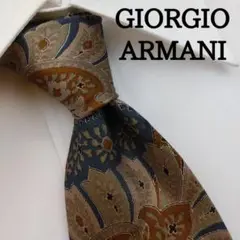 ジョルジオアルマーニ 高級シルクネクタイ ジャガード ペイズリー柄 ブルーグレー