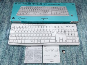 0611u2519　ロジクール ワイヤレスキーボード 静音 耐水 キーボード 無線 Unifying K295 オフホワイト