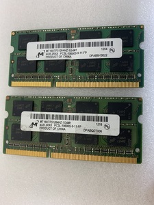 MICRON 2RX8 PC3L-10600S 8GB 4GB 2枚 8GB DDR3ノートPC用 メモリ DDR3L-1333 4GB 2枚 8GB 204ピン DDR3 LAPTOP RAM 中古