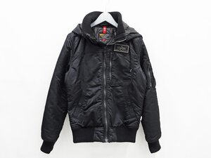 ◇【ALPHA INDUSTRIES アルファインダストリーズ】フーデッド リブジャケット ブラック S