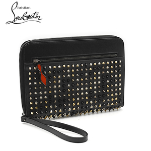 【A02526】Christian Louboutin クリスチャンルブタン スパイクミックス タブレットケース クラッチバッグ ブラック 黒