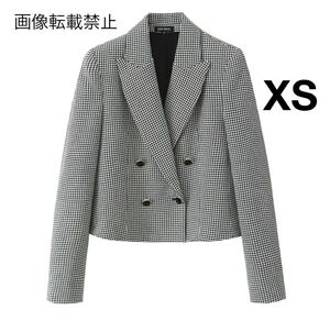 vintage ヴィンテージ レトロ 千鳥柄 ダブル ジャケット アウター XSサイズ レディース★ZARA 好きな方に★2024 A/W 秋新作 新品未使用★