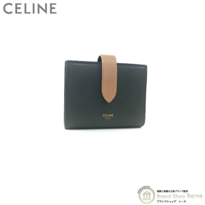 セリーヌ （CELINE） スモール ストラップ エッセンシャル バイカラー 二つ折り 財布 10H26 マーブルグリーン（中古）