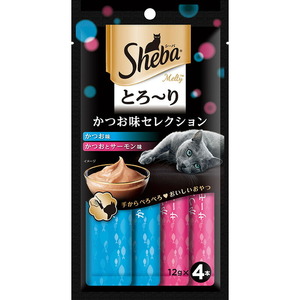 （まとめ買い）マース シーバ とろ～り メルティ かつお味セレクション 48g(12g×4P) 猫用おやつ 〔×24〕