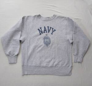 ☆80s チャンピオン トリコタグ NAVY リバースウィーブ スウェットシャツ (L) 染み込み / usma/ 単色 / ヴィンテージ / タタキタグ /後付け