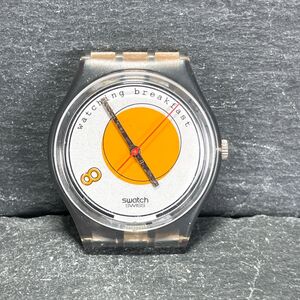 SWATCH スウォッチ SUNNY SIDE UP GM135 腕時計 アナログ クオーツ 3針 スケルトン ラウンド オレンジ 新品電池交換済み 動作確認済み