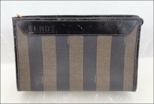 Bana8◆FENDI/フェンディ ぺカン柄 セカンドバッグ クラッチバッグ ストライプ