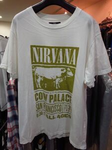 Rags McGREGOR ラグスマックレガー × WORK SHOP × NIRVANA ニルヴァーナ (211727154) ダメージ加工プリントオーバーサイズTシャツ 白 M