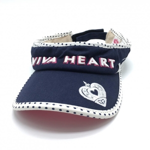 ビバハート サンバイザー ネイビー×白 立体ロゴ刺しゅう 一部ドット レディース 40(M) ゴルフウェア VIVA HEART