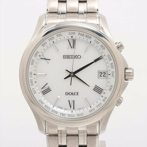 ■ 1円 ～ 正規 中古 美品 参定14.5万■ セイコー SEIKO ■ ドルチェ SADZ201 ■箱保 ソーラー 電波時計 シルバー ホワイト チタン メンズ