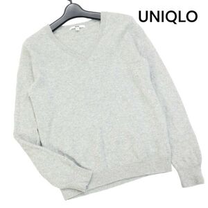 UNIQLO ユニクロ 秋冬 カシミヤ100%♪ Vネック ニット セーター Sz.M　レディース グレー　K3T01125_B#K