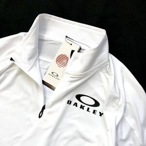 ▲B447新品 【日本Lサイズ】白 最新 JAPAN CLLECTIONオークリー（OAKLEY）Enhance 半袖 ゴルフ ハイネック モック ハーフジップ シャツ