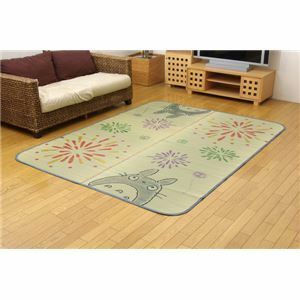 【新品】となりのトトロ い草 ラグマット/絨毯 【約140×200cm はなび】 日本製 抗菌 防臭 調湿効果 弾力性 耐久性抜群 〔リビング〕