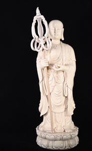 明代　徳化窯　何朝宗款　古い白磁地蔵王仏像