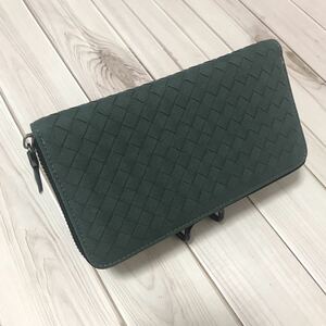 限定商品 人気緑系　アルカンターラ（Alcantara）本革　編み込み　長財布　グリーン系 人気商品