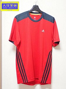 ADIDAS CLIMALITE メンズ 半袖Tシャツ M G89754 レッドｘブラック 中古B 【送料無料】 A-8174