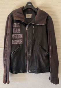 12ss アンダーカバーイズム Undercoverism can スウェット ドッキング レザーライダース 【USED】【難あり】