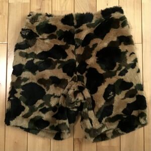 ★新品★ ファー ハーフパンツ Sサイズ a bathing ape BAPE camo fur shorts エイプ ベイプ アベイシングエイプ 迷彩 w616