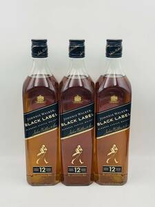 [未開栓] ジョニーウォーカー Johnnie Walker ブラックラベル 黒ラベル 12年 スコッチウイスキー700ml 3本セット